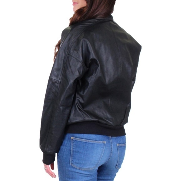 JUICY COUTURE Genuine Leather Bomber Jacket Coat - Picture 2 of 5